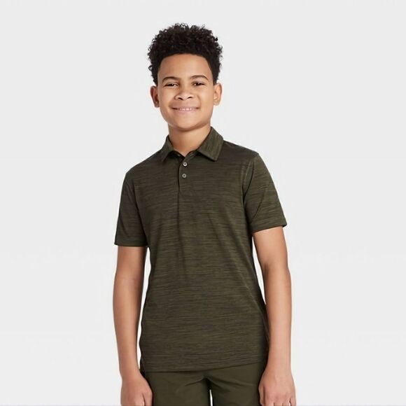 Boys' - L (12/14) Golf Polo Shirt - All in Motion - Olive Green - Picture 1 of 4